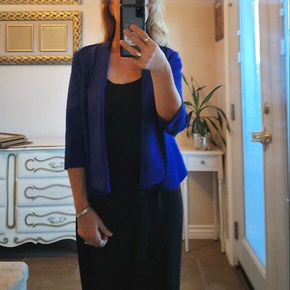 Jones Studio Career Blazer Jacket Sz 6 Petite Blue Office Career Boss Boardroom - Picture 5 of 12